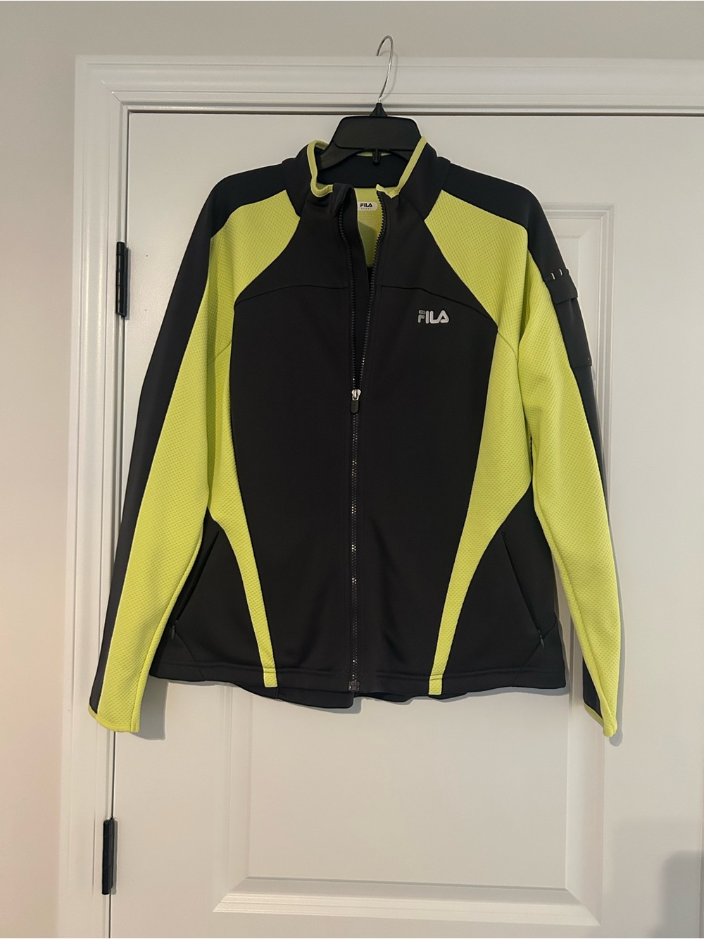 FILA Black and Neon Yellow women’s Full-Zip Performance Jacket